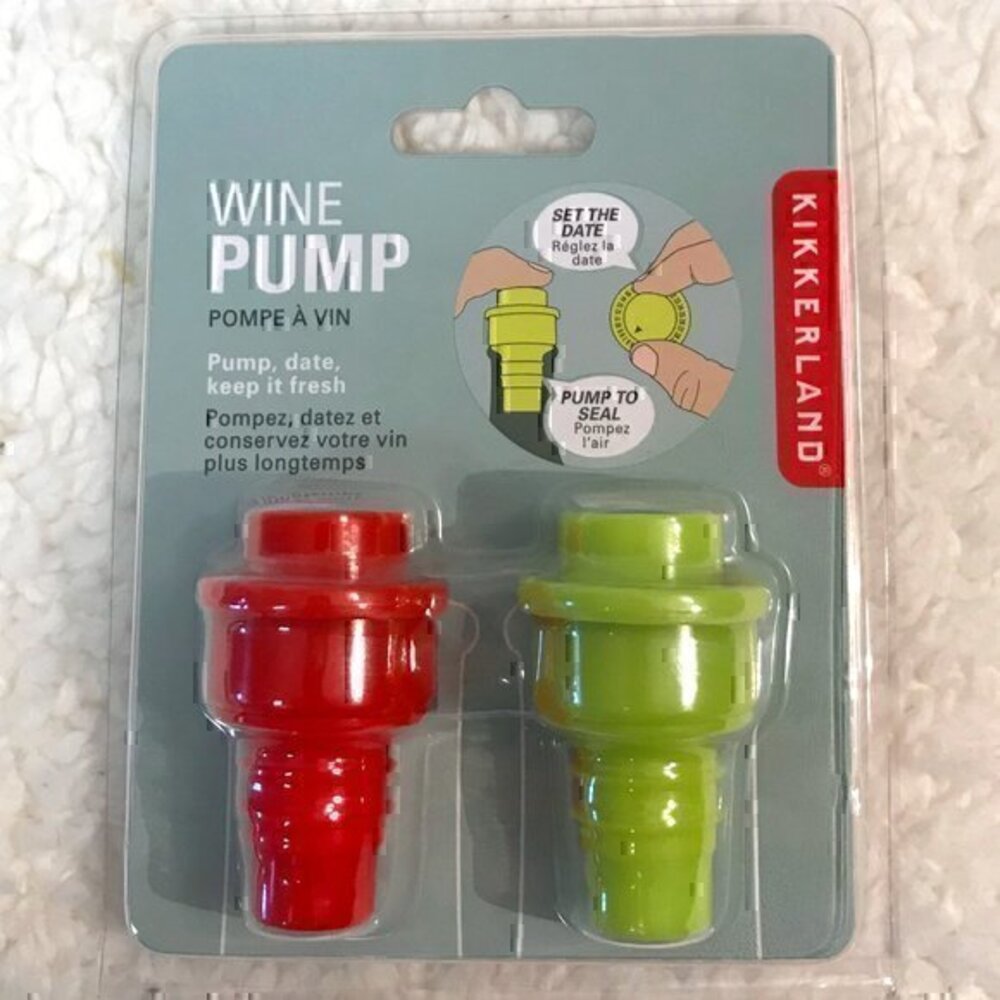 Kikkerland Vacuum Wine Pump with Date Feature - Set of 2